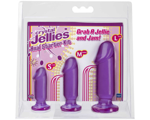 Заказать Набор из трех фиолетовых анальных фаллоимитаторов Crystal Jellies Anal Starter Kit