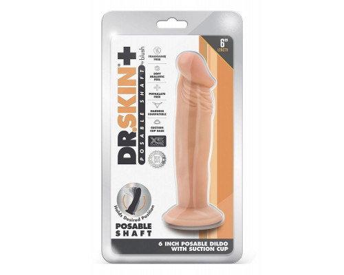 Телесный фаллоимитатор-реалистик 6 Inch Posable Dildo - 16,5 см.