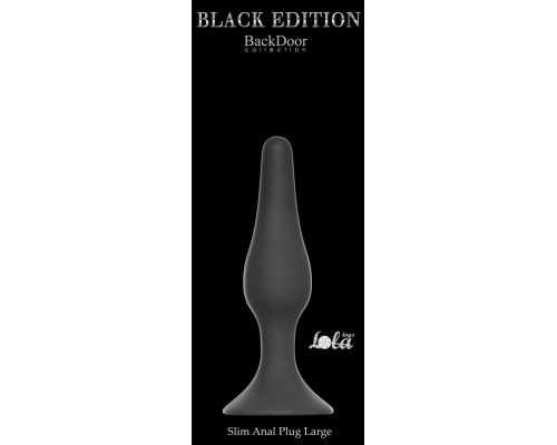 Чёрная анальная пробка Slim Anal Plug Large - 12,5 см.