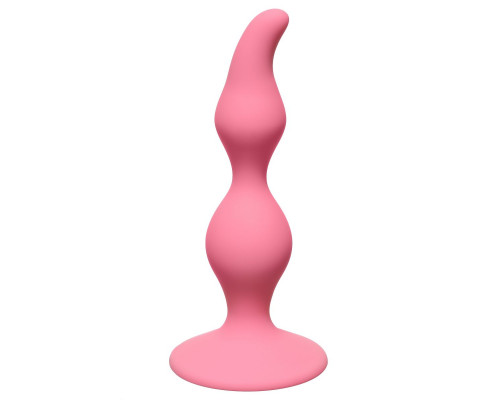 Розовая анальная пробка Curved Anal Plug Pink - 12,5 см.