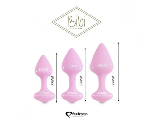 Заказать Набор из 3 нежно-розовых анальных пробок Bibi Butt Plug Set