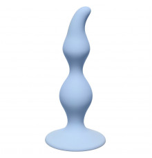 Голубая анальная пробка Curved Anal Plug Blue - 12,5 см.