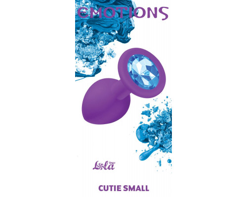 Малая фиолетовая анальная пробка Emotions Cutie Small с голубым кристаллом - 7,5 см.