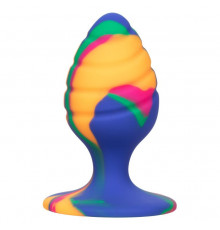 Яркая анальная пробка Cheeky Medium Swirl Tie-Dye Plug - 7,5 см.