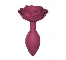 Сливовая анальная пробка с ограничителем-розой Open Rose Size M Butt Plug