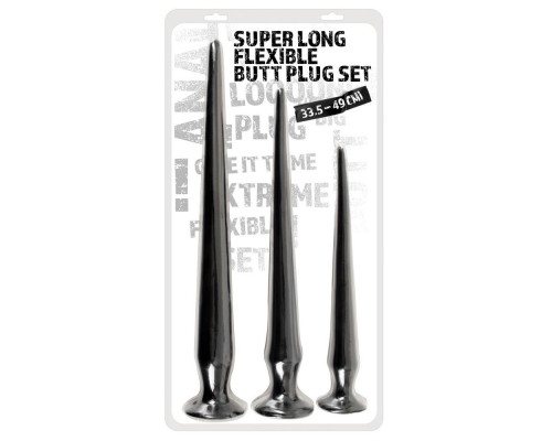 Набор из 3 длинных анальных пробок Super Long Flexible Butt Plug Set