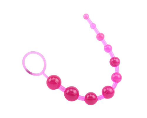 Розовая анальная цепочка с колечком Sassy Anal Beads - 26,7 см.