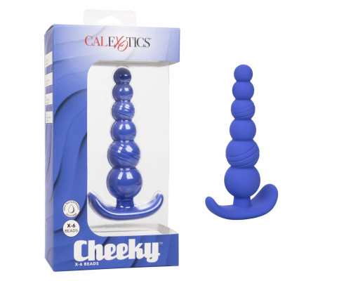 Синяя анальная пробка Cheeky X-6 Beads - 12,75 см.