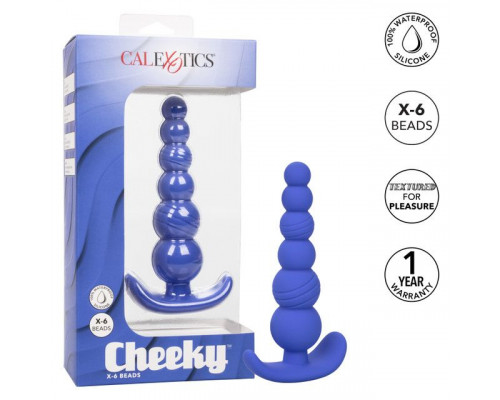 Синяя анальная пробка Cheeky X-6 Beads - 12,75 см.