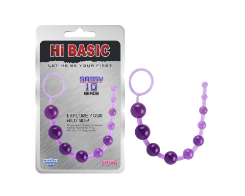 Фиолетовая анальная цепочка Sassy Anal Beads - 26,7 см.