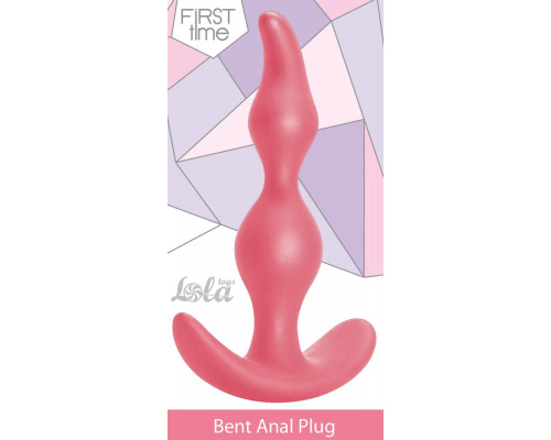 Розовая анальная пробка Bent Anal Plug Black - 13 см.