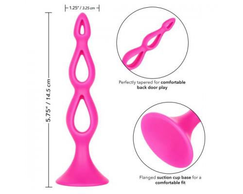 Заказать Розовая анальная елочка Silicone Triple Probe - 14,5 см.