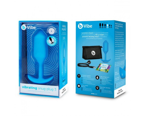 Заказать Голубая вибропробка для ношения B-vibe Snug Plug 3 - 12,4 см.