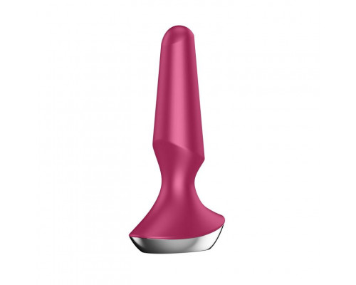 Заказать Малиновая анальная пробка с вибрацией Satisfyer Plug-ilicious 2 - 14 см.