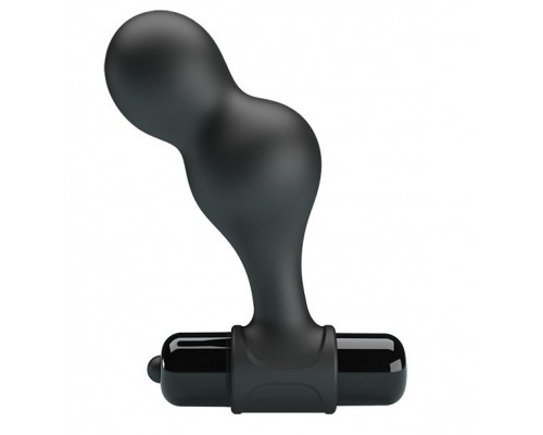 Черная анальная пробка с вибрацией Silicone Vibrating Anal Plug - 10 см.