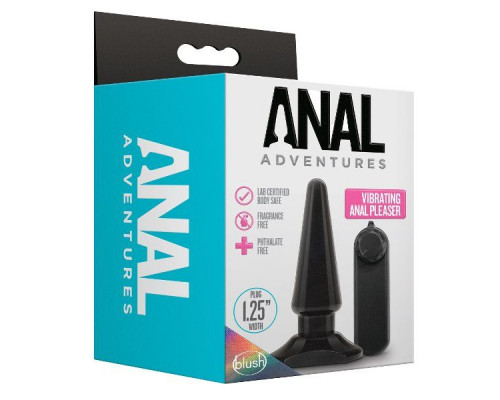 Черная анальная пробка с вибрацией Basic Vibrating Anal Pleaser - 10,2 см.