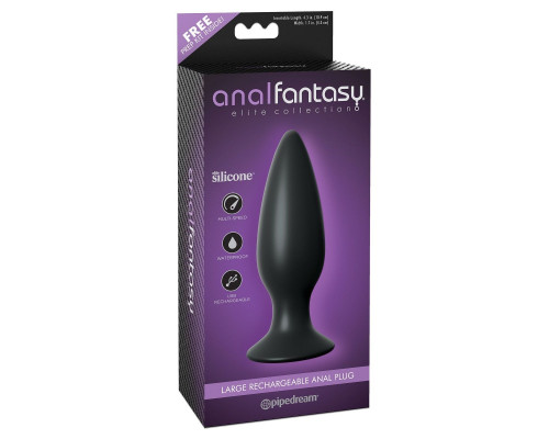 Заказать Чёрная большая анальная вибропробка Large Rechargeable Anal Plug - 13,5 см.