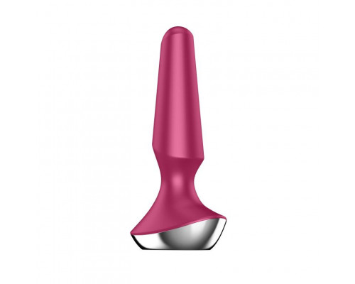 Заказать Малиновая анальная пробка с вибрацией Satisfyer Plug-ilicious 2 - 14 см.