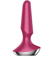 Малиновая анальная пробка с вибрацией Satisfyer Plug-ilicious 2 - 14 см.