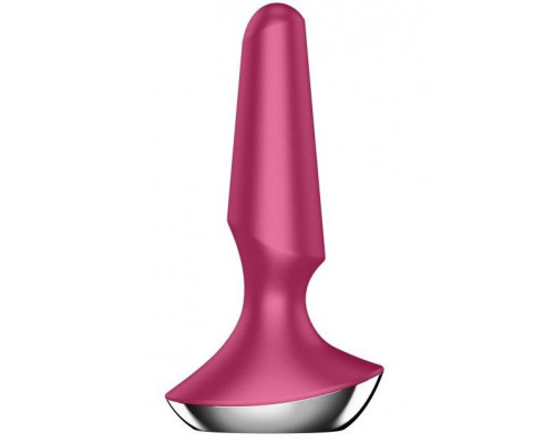 Заказать Малиновая анальная пробка с вибрацией Satisfyer Plug-ilicious 2 - 14 см.