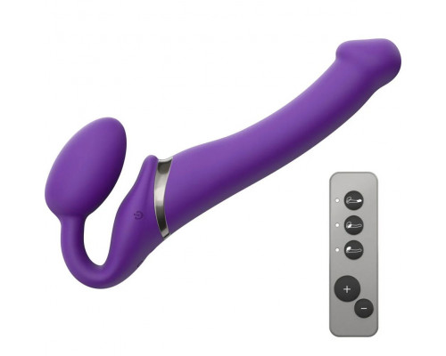 Фиолетовый безремневой вибрострапон Vibrating Bendable Strap-On - size L