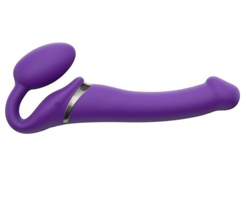 Фиолетовый безремневой вибрострапон Silicone Bendable Strap-On - size M