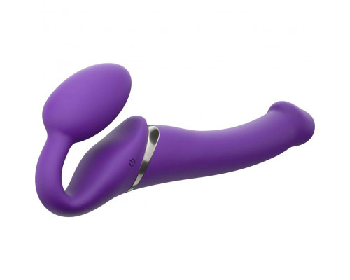 Фиолетовый безремневой вибрострапон Vibrating Bendable Strap-On - size L