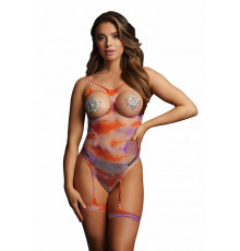 Боди с гартерами и наклейками на грудь Open-cup Strappy Teddy   Dazzling Sticker