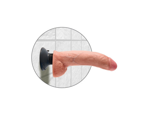 Заказать Телесный виброфаллос со съемной присоской 9  Vibrating Cock with Balls - 22,9 см.