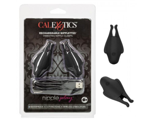 Заказать Черные виброзажимы для сосков Nipple Play Rechargeable Nipplettes