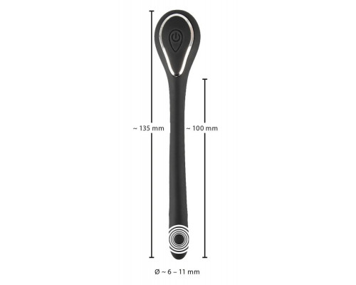 Черный гибкий уретральный стимулятор с вибрацией Vibrating Bendable Dilator - 13,5 см.