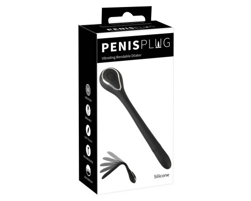 Черный гибкий уретральный стимулятор с вибрацией Vibrating Bendable Dilator - 13,5 см.