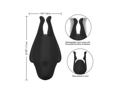 Заказать Черные виброзажимы для сосков Nipple Play Rechargeable Nipplettes