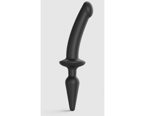 Черный двусторонний фаллоимитатор Strap-On-Me Dildo Plug-In Switch size S