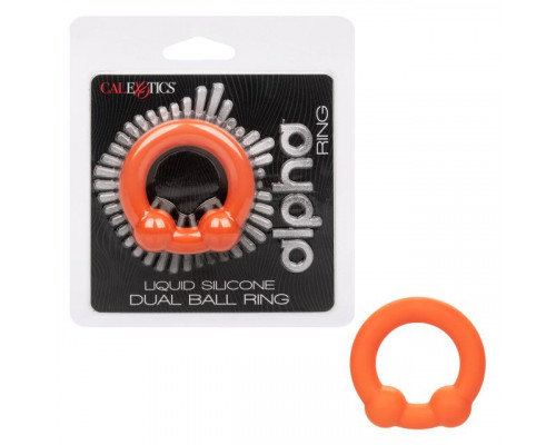 Оранжевое эрекционное кольцо Liquid Silicone Dual Ball Ring