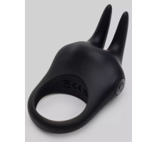 Черное эрекционное виброкольцо Sensation Rechargeable Vibrating Rabbit Love Ring