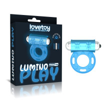 Голубое, светящееся в темноте эрекционное виброкольцо Lumino Play Vibrating Penis Ring