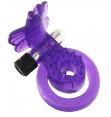 Эрекционное кольцо с вибрацией COCK BALL RING BUTTERFLY JELLY VIBE