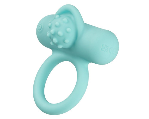 Аквамариновое эрекционное виброкольцо Silicone Rechargeable Nubby Lover’s Delight