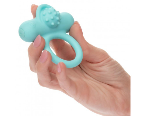 Аквамариновое эрекционное виброкольцо Silicone Rechargeable Nubby Lover’s Delight