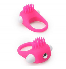 Розовое эрекционное кольцо с щеточкой LIT-UP SILICONE STIMU RING 5