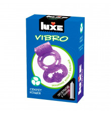 Фиолетовое эрекционное виброкольцо Luxe VIBRO  Секрет Кощея  + презерватив