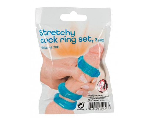 Заказать Набор из 3 голубых эрекционных колец Stretchy Cock Ring