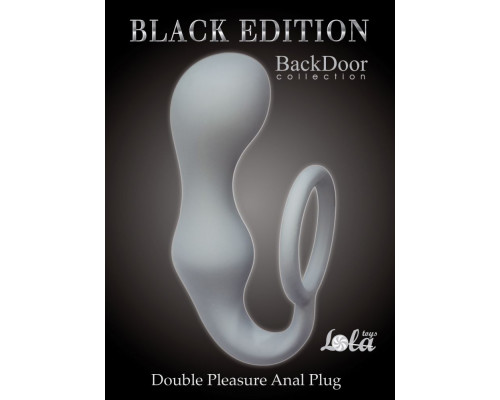 Серое эрекционное кольцо с анальной пробкой Double Pleasure Anal Plug