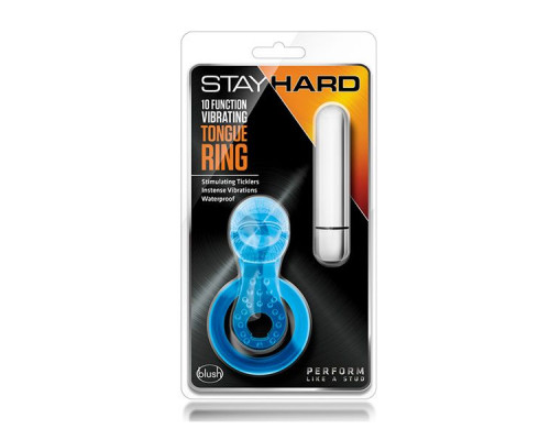 Заказать Голубое эрекционное виброкольцо 10 Function Vibrating Tongue Ring