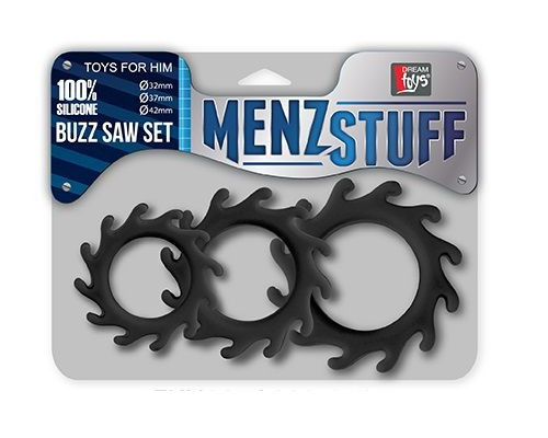 Заказать Набор из 3 эрекционных колец MENZSTUFF BUZZ SAW COCK RING SET