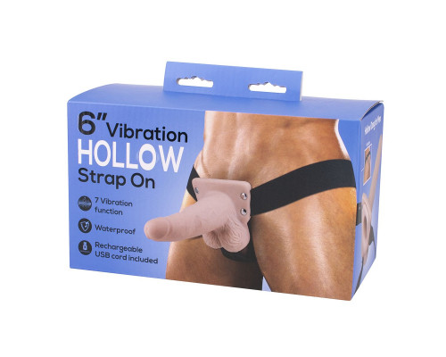 Заказать Полый страпон с вибрацией 6″ Vibration Hollow Strap-on - 17 см.