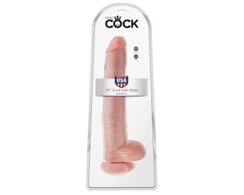 Телесный фаллоимитатор-гигант 14  Cock with Balls - 37,5 см.