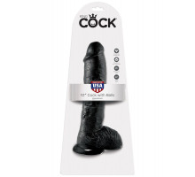 Реалистичный чёрный фаллоимитатор-гигант 10  Cock with Balls - 25,4 см.