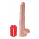 Телесный фаллоимитатор-гигант 14  Cock with Balls - 37,5 см.